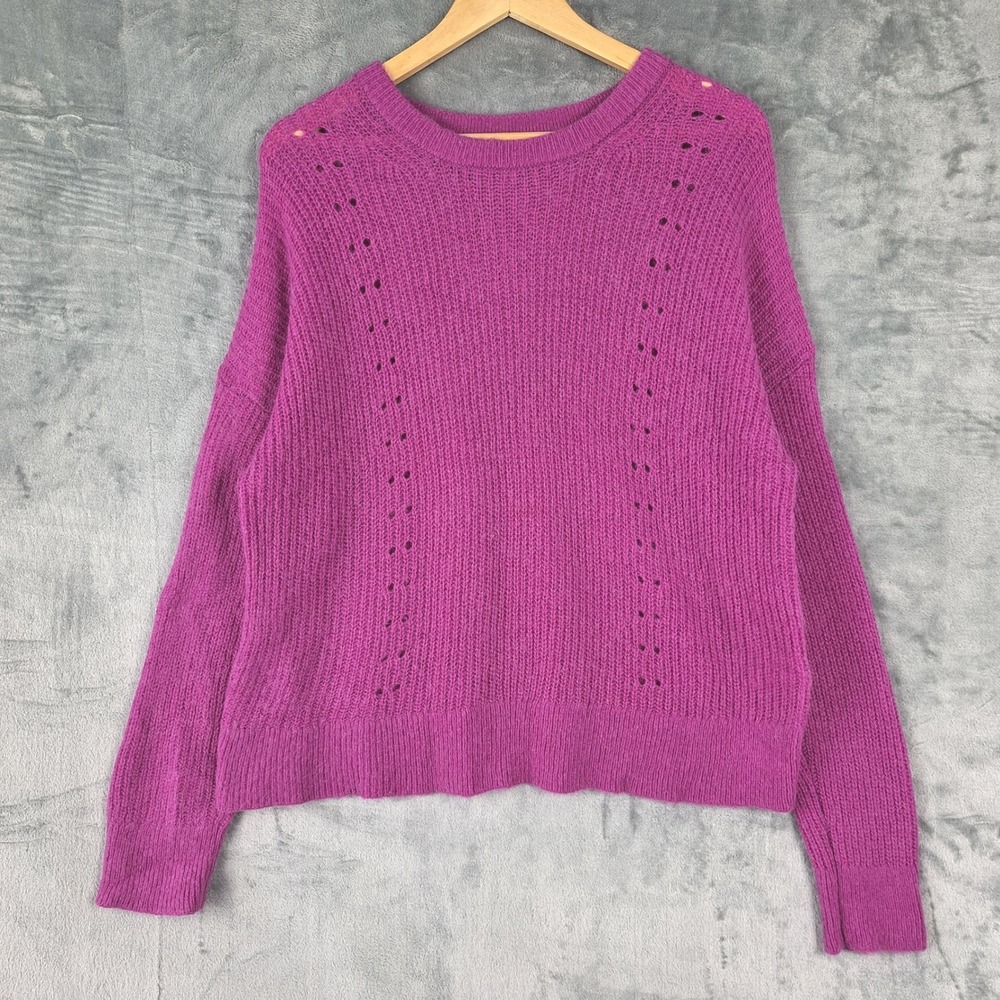 Womens Sweater XL Purple Wool Alpaca Blend Pullover Quiet Luxury Cozy Knit Comfy